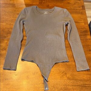 Nuuds Mocha Long Sleeve Crewneck Ribbed Bodysuit